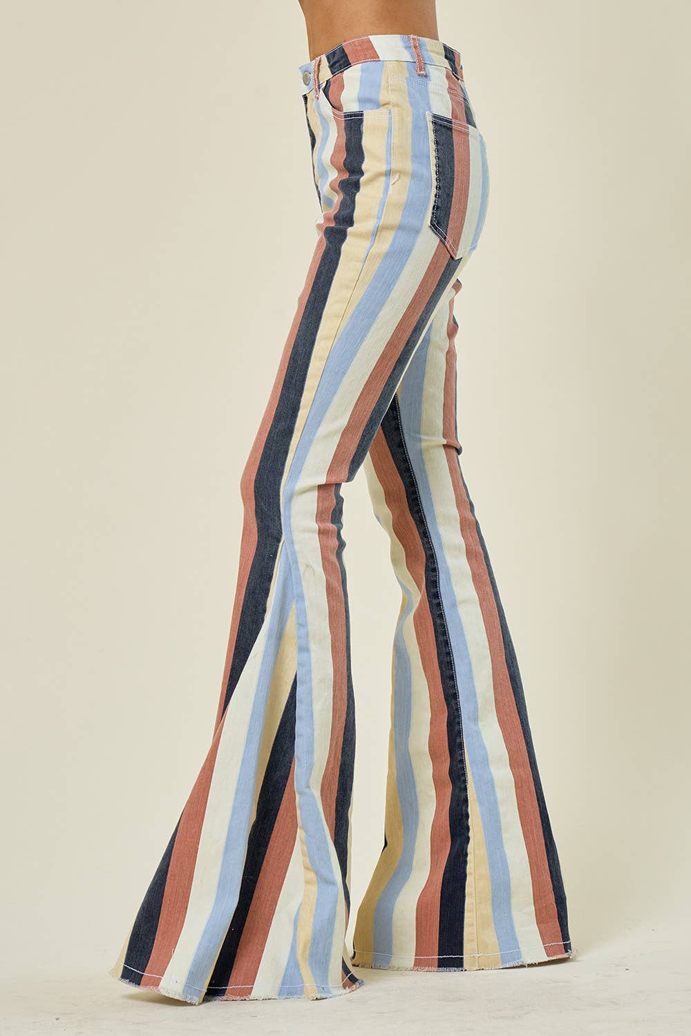 SIP6145A YELLOW MULTI STRIPED WESTERN FLARED BOTTOMS