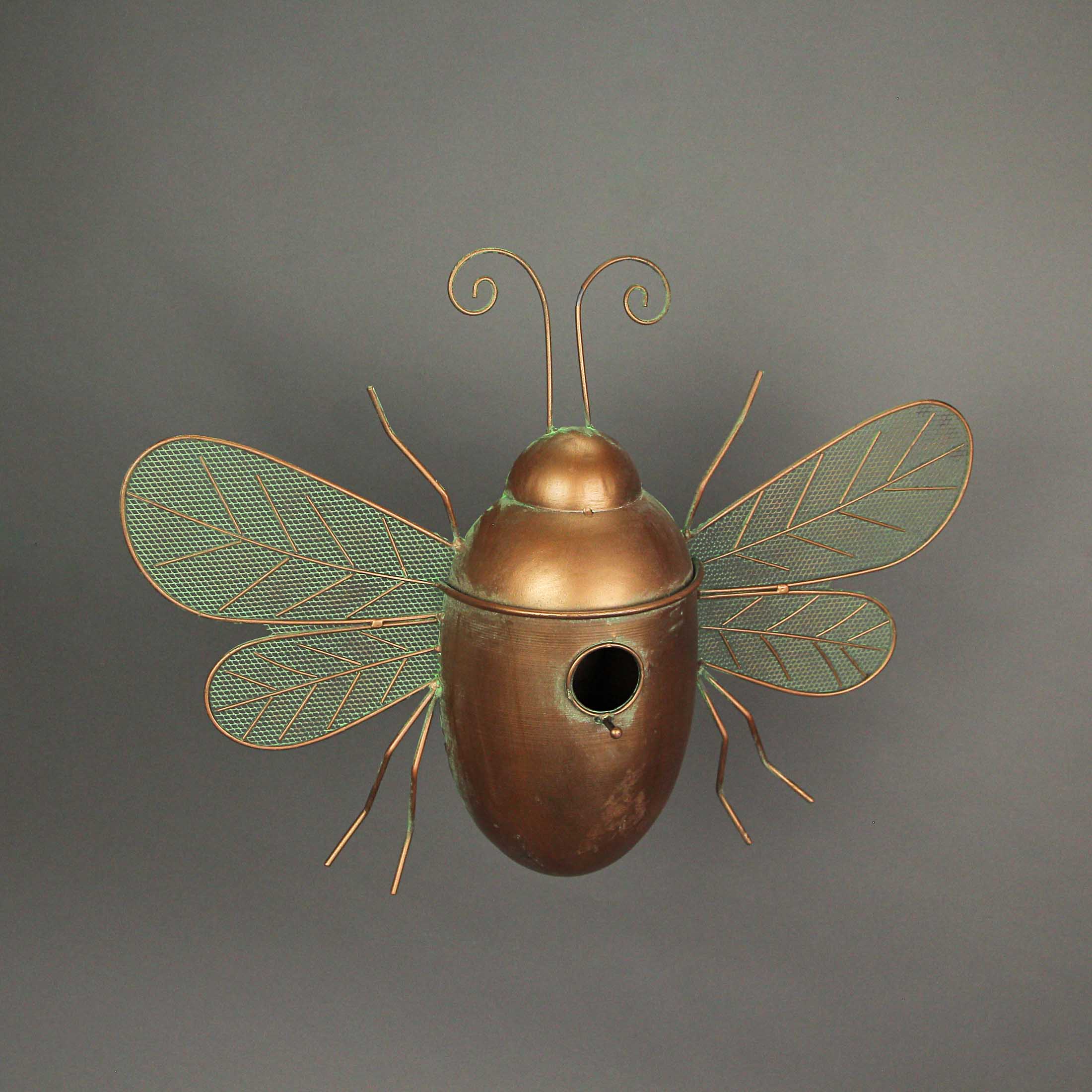 Metal Copper Hanging Decorative Bumblebee Bird House
