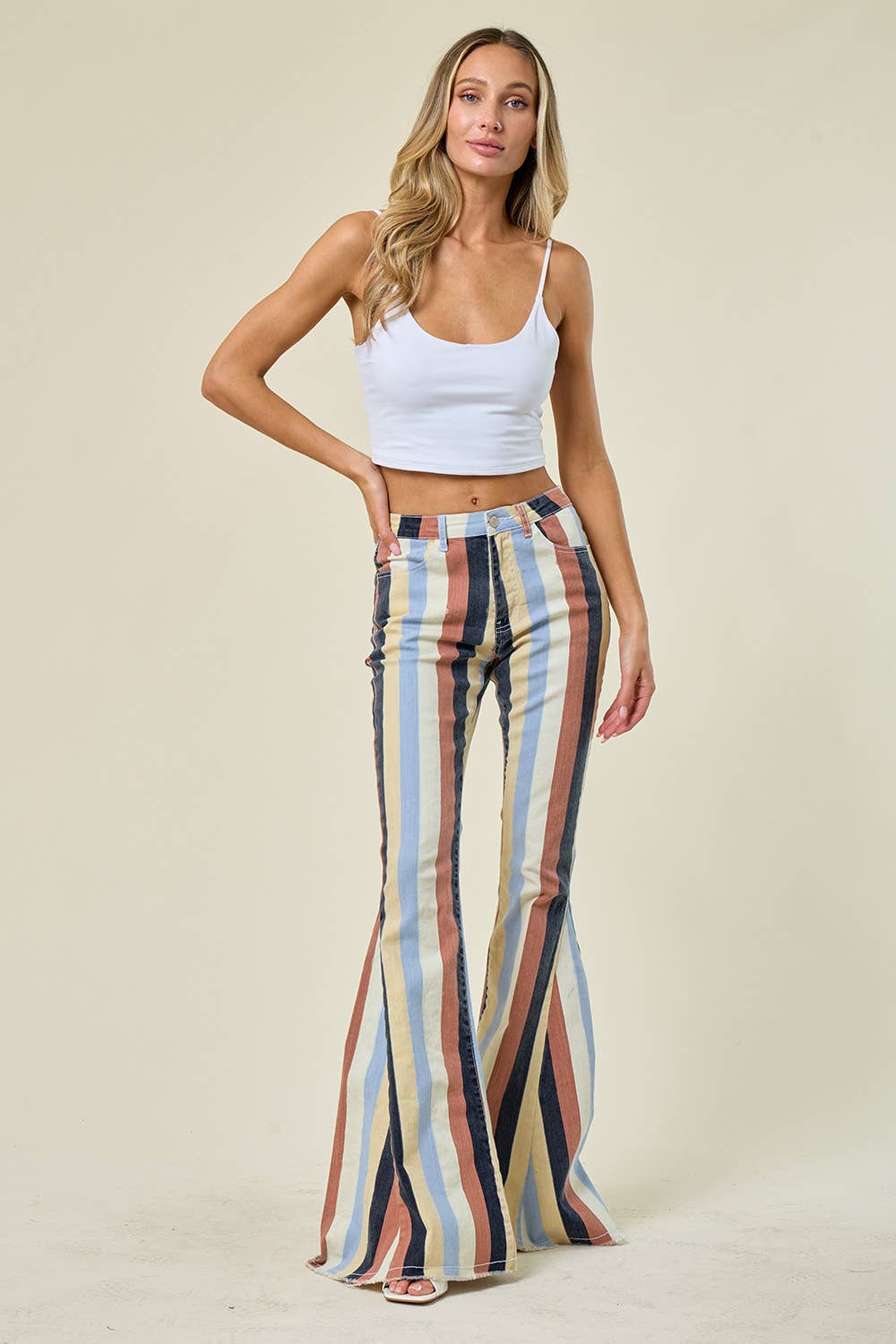 SIP6145A YELLOW MULTI STRIPED WESTERN FLARED BOTTOMS