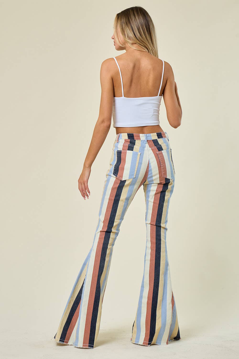 SIP6145A YELLOW MULTI STRIPED WESTERN FLARED BOTTOMS