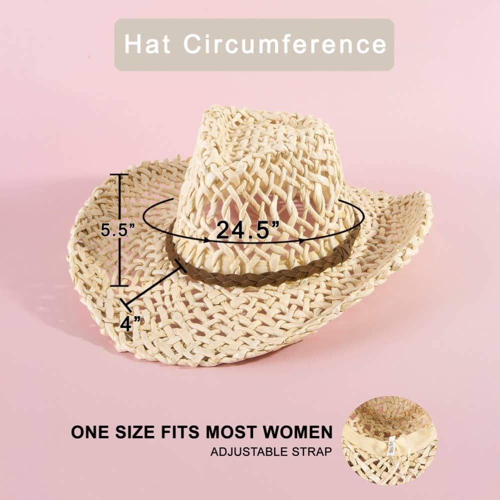 Western Loose Weave Straw Cowboy Hat