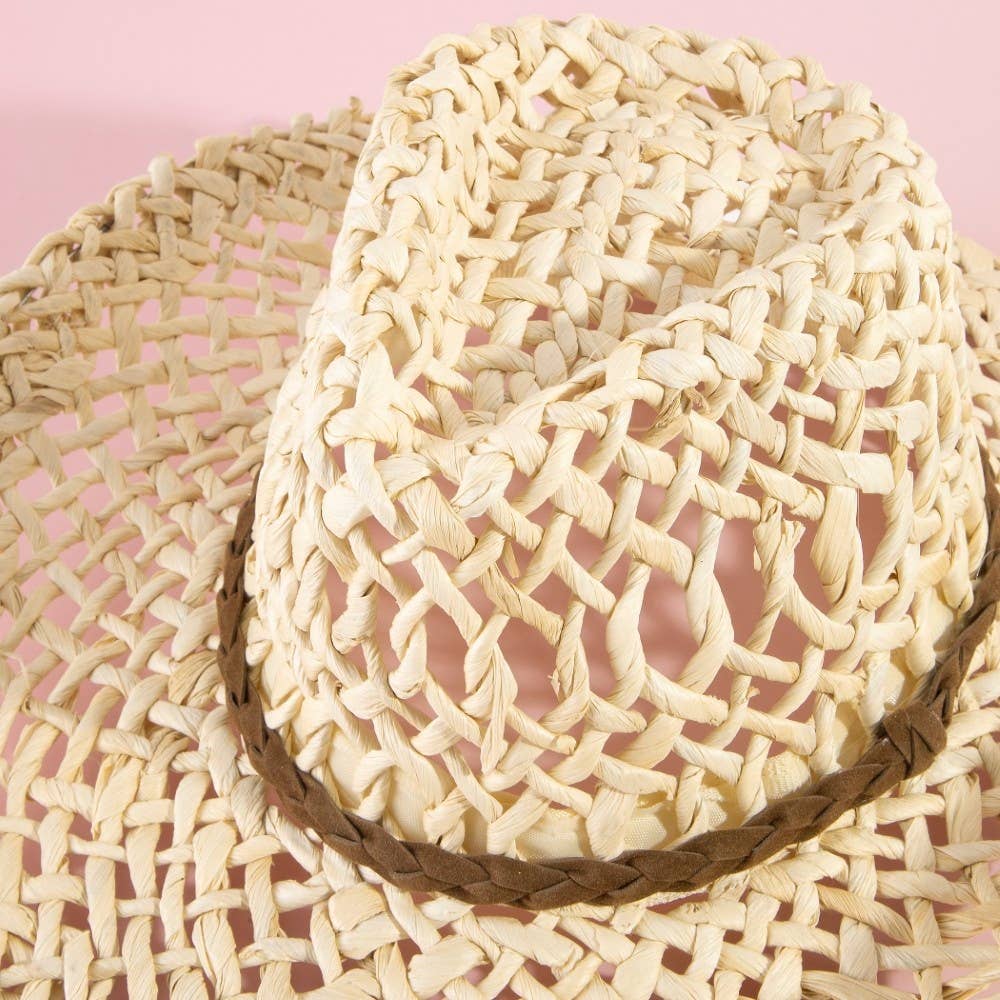 Western Loose Weave Straw Cowboy Hat