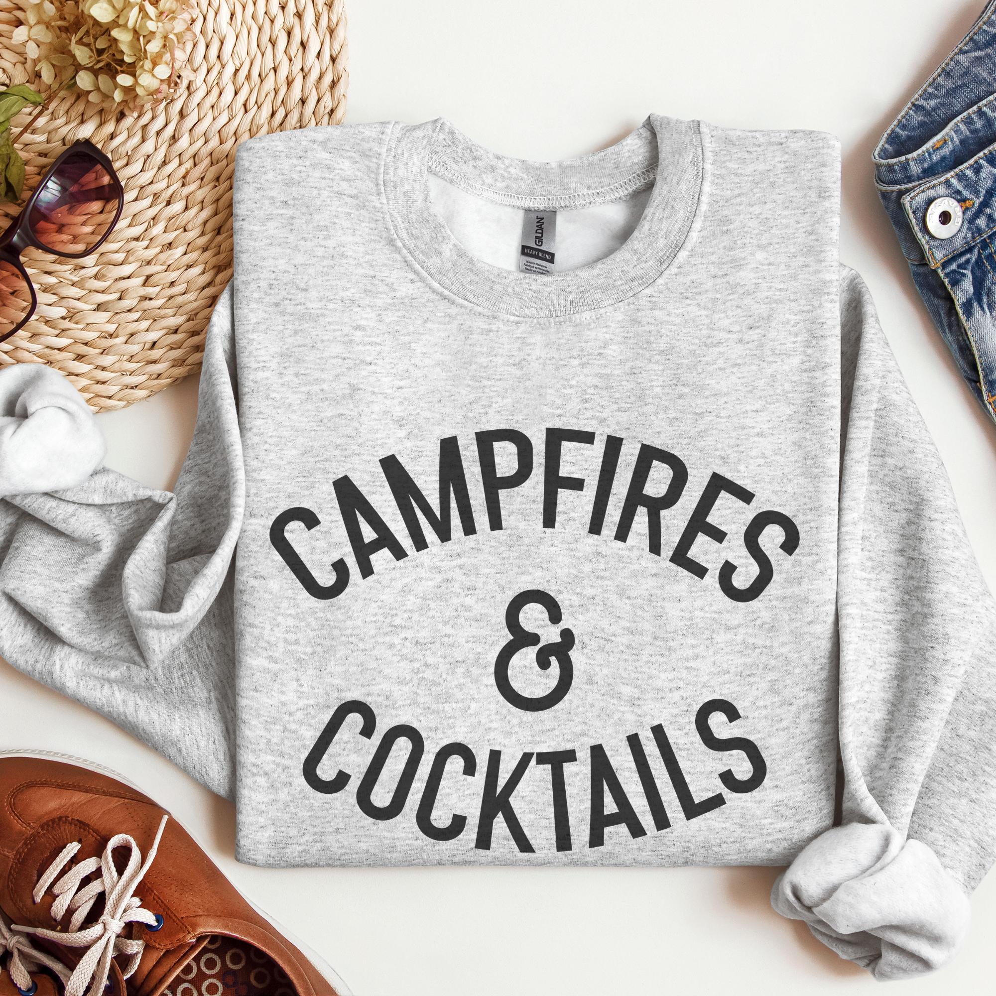 Campfires and Cocktails Crewneck Sweatshirt