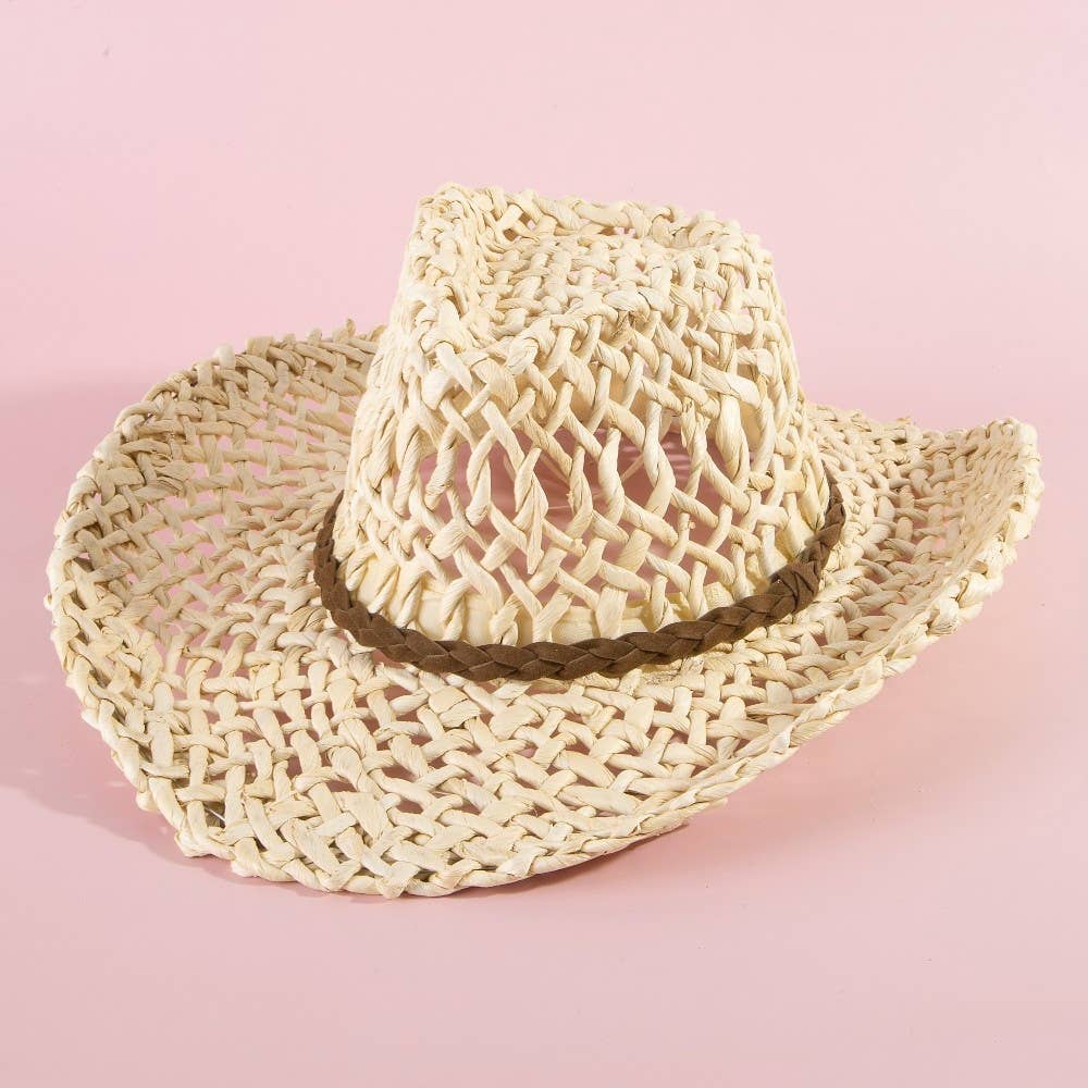Western Loose Weave Straw Cowboy Hat